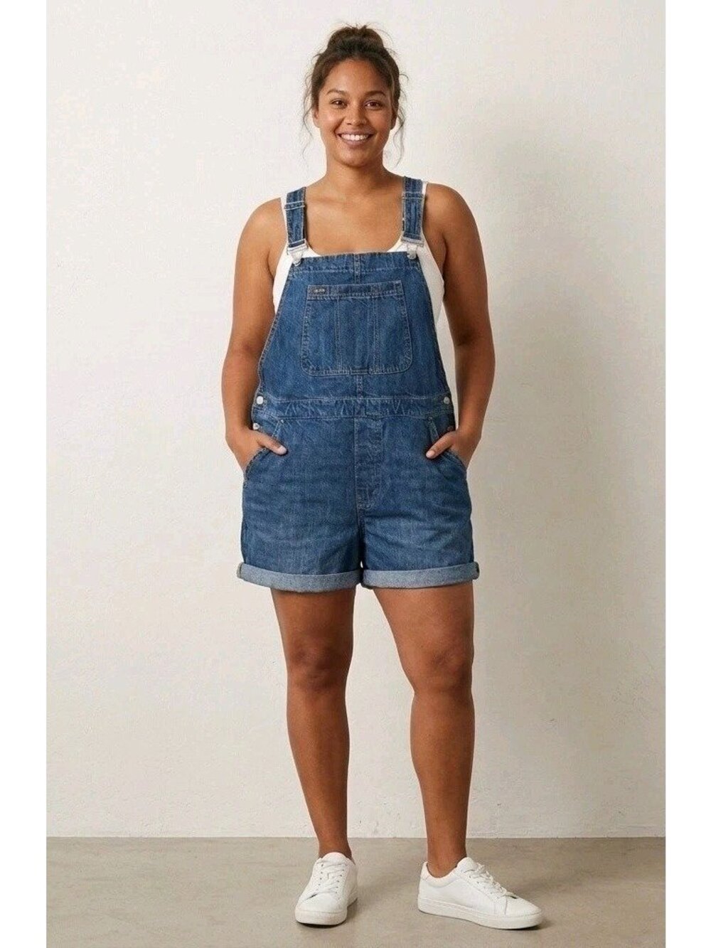 Gap Denim Shortalls Women's Size L Factory Raw Hem (Spring 2018)